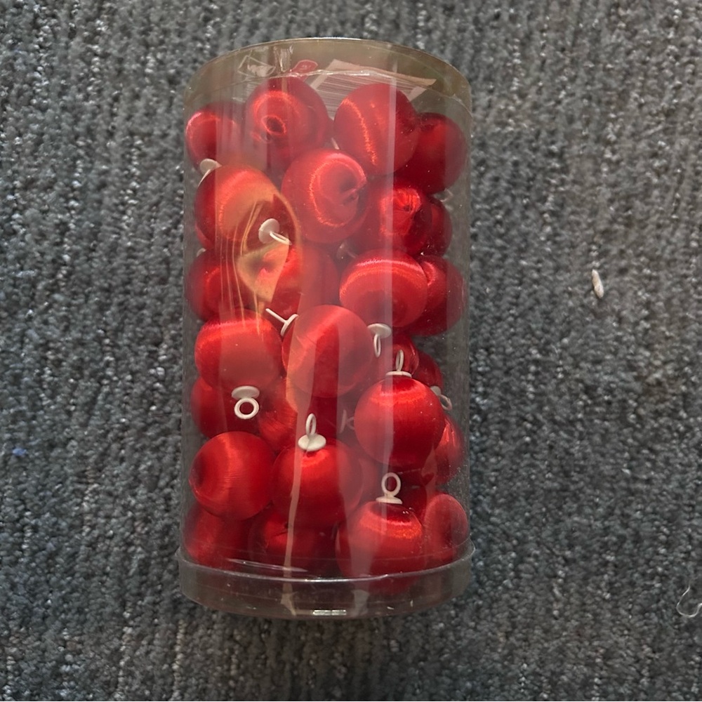 Vintage Trim A Home 25 mm Red Satin Ornaments 50 Ct